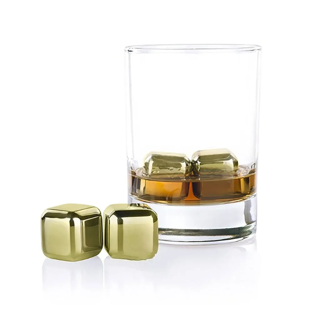 Funki Buys | Whisky Stones | Gold Stainless Steel Reusable Ice Cubes