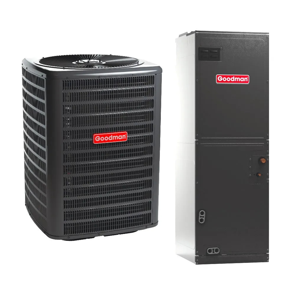 Goodman 1.5 Ton 15.2 SEER2 System: Heat Pump Condenser Model GLZS4BA1810, Air Handler Model: AMST24BU1300