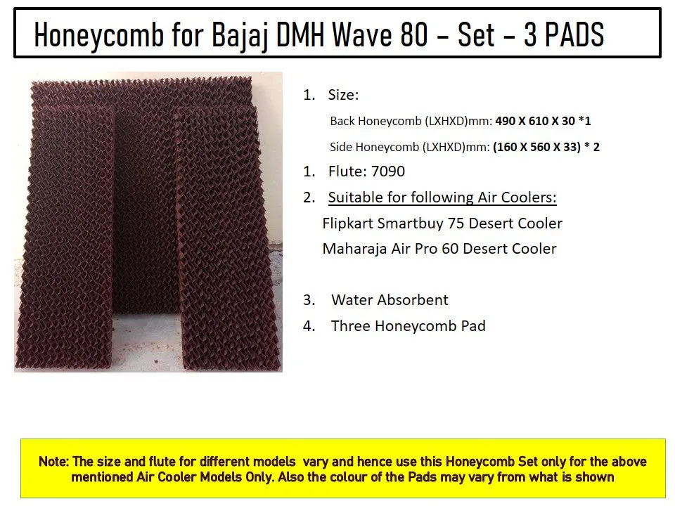 HAVAI Honeycomb Pad - Set of 3 - for Maharaja Air Pro 60 Litre Desert Cooler