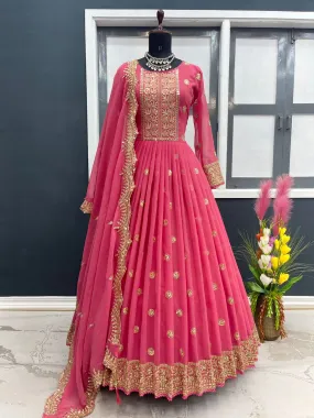 Heavy Faux Georgette With Embroidery Sequins Gown
