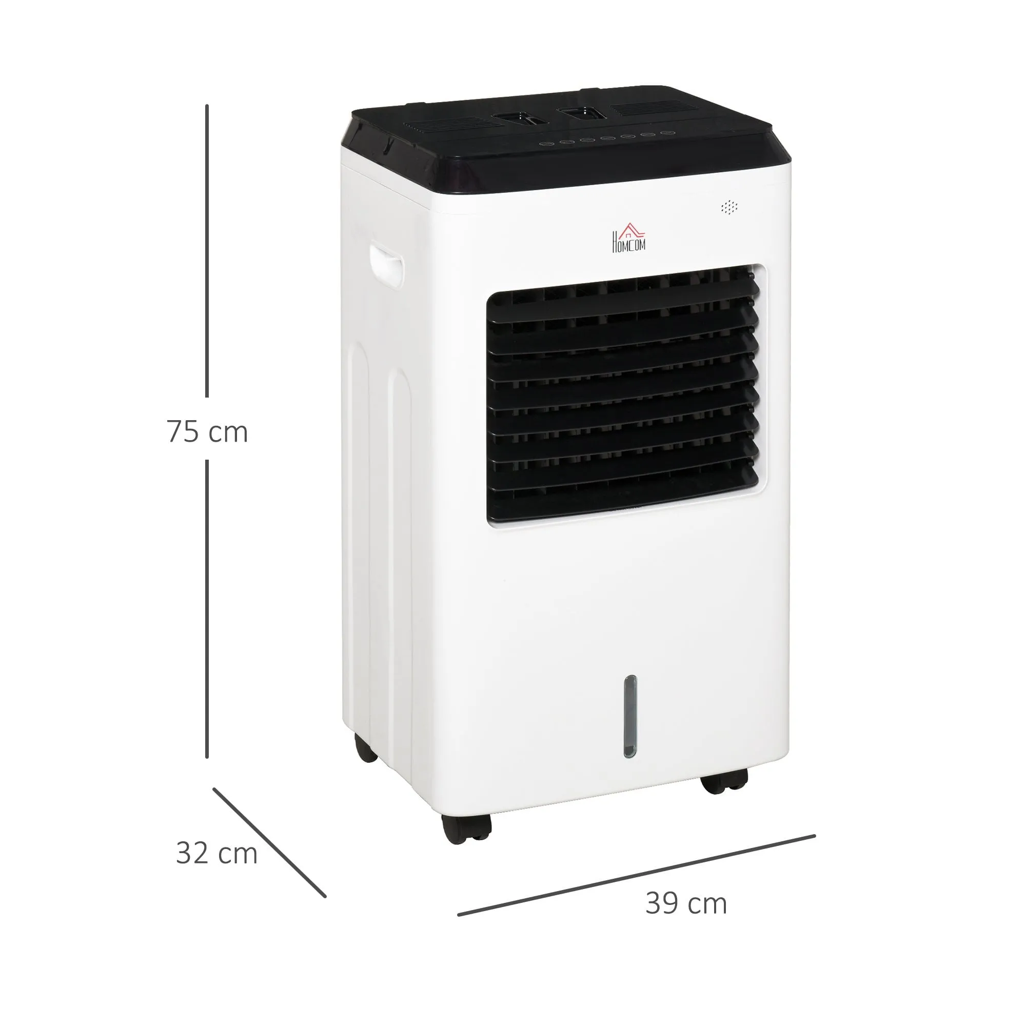 HOMCOM 3-IN-1 Portable Air Cooler, Heater, Humidifier with Ice Crystal Box, 3 Speed 3 Mode, 7.5 Hour Timer, Remote Controller Included, for Bedroom, Dorm, Office, White Cooler Heater Box 9 Settings Home Office