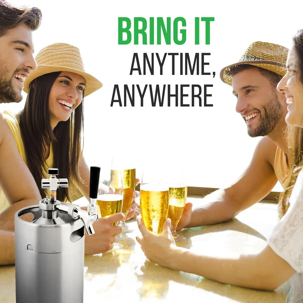 Homebrew  Double Wall Mini Keg Beer Dispenser - 128 Oz. Double Wall Mini Keg With Cap Spear, Metal Tap Co2 Aluminum Regulator System