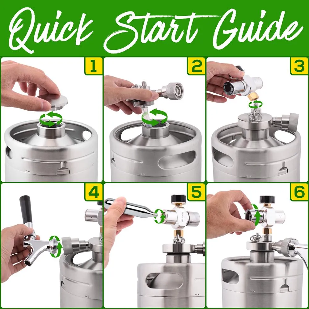 Homebrew Double Wall Mini Keg Beer Dispenser - 64 Oz. Double Wall Mini Keg With Cap Spear, Metal Tap Co2 Aluminum Regulator System