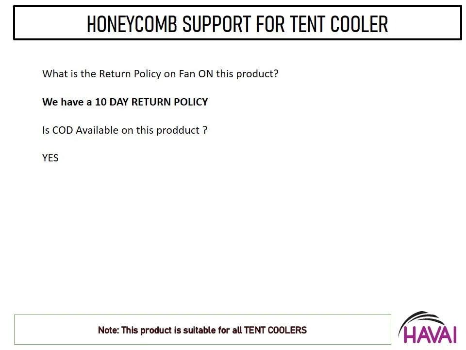 Honeycomb Support - Plastic Moulded - For Tent Coolers
