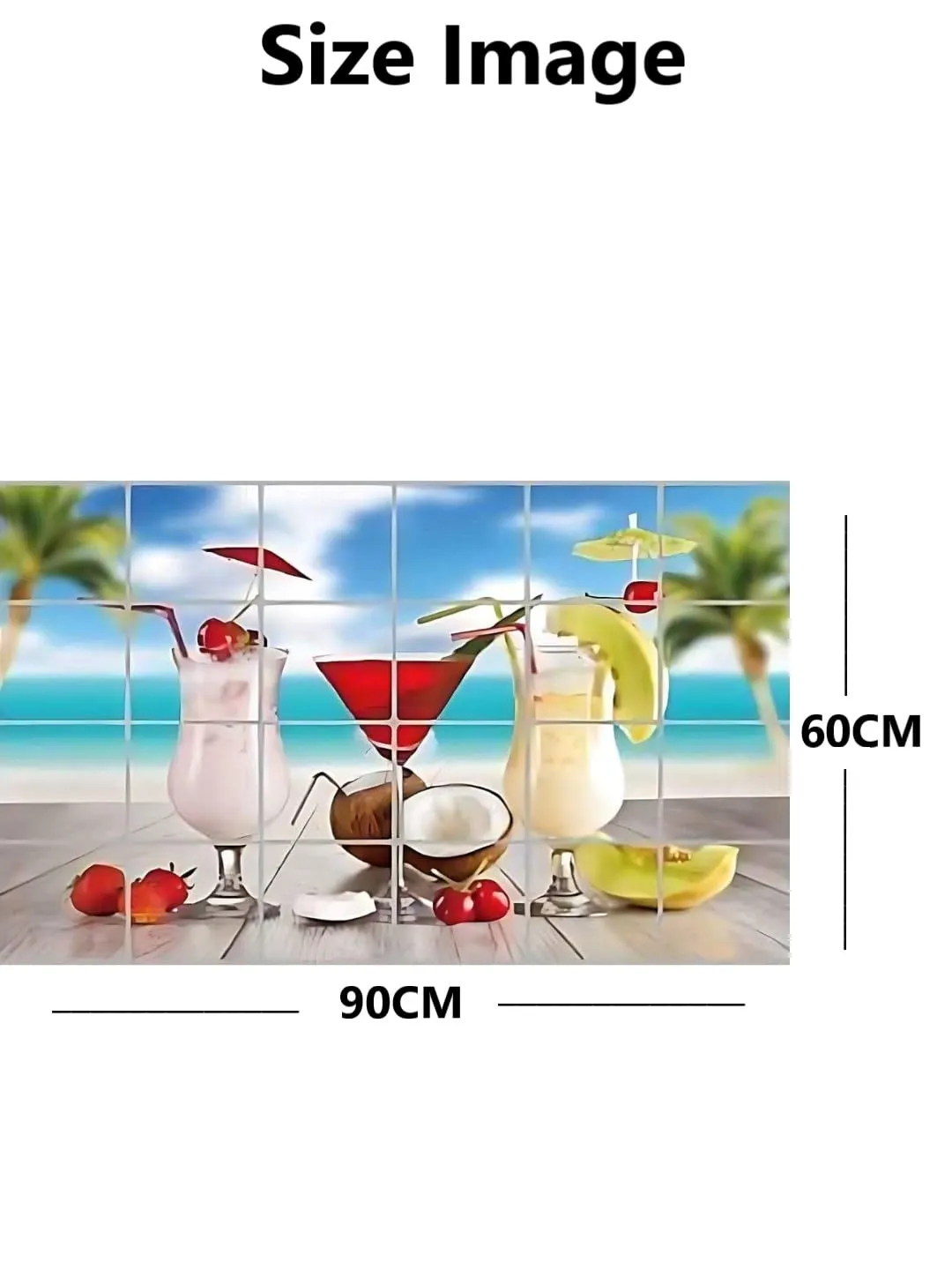 JAAMSO ROYALS Glasses with Beach View Kitchen Oil Proof Water Proof Kitche Wall Sticker (60 CM X 90 CM)