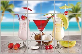 JAAMSO ROYALS Glasses with Beach View Kitchen Oil Proof Water Proof Kitche Wall Sticker (60 CM X 90 CM)