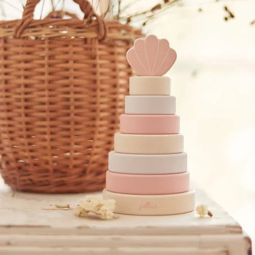 Jollein Wooden Stacking Tower Shell Pink
