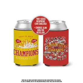 kansas city super bowl LVIII champs can coolers fun 2023 KC football moments mahomes kelce taylor can coolies regular or slim sized coolies