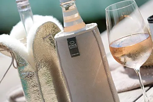 KYWIE Wine Chiller, Insulated Sheep Skin Wine Bottle Sleeve for Red & White Bottles 700mL – Pink Suede