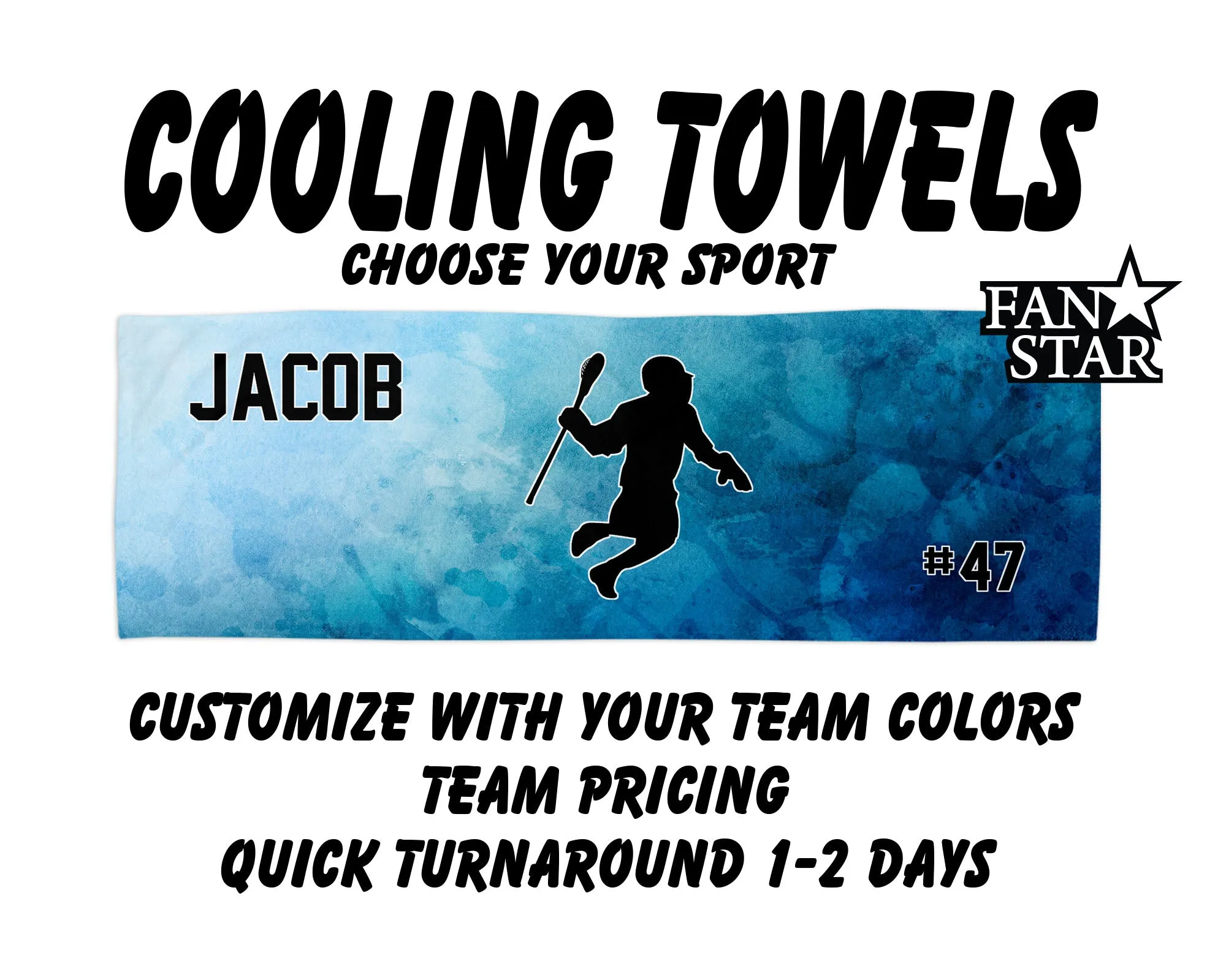 Lacrosse Cooling Towel with Watercolor Background
