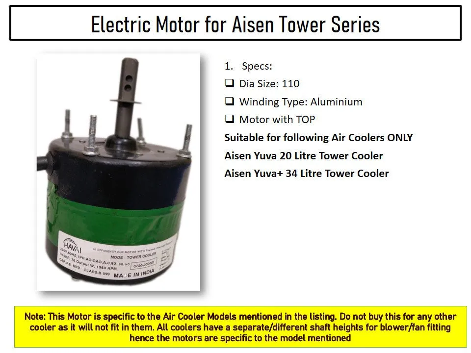 Main/Electric Motor - For Aisen Yuva  34 Litre Tower Cooler