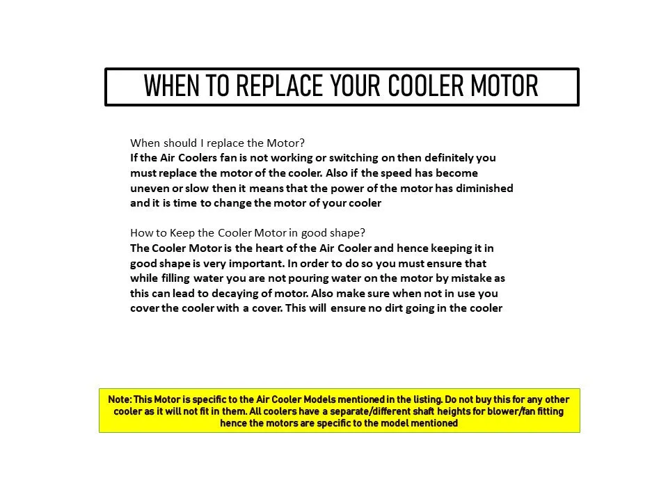 Main/Electric Motor - For Symphony Siesta 70 Litre Desert Cooler