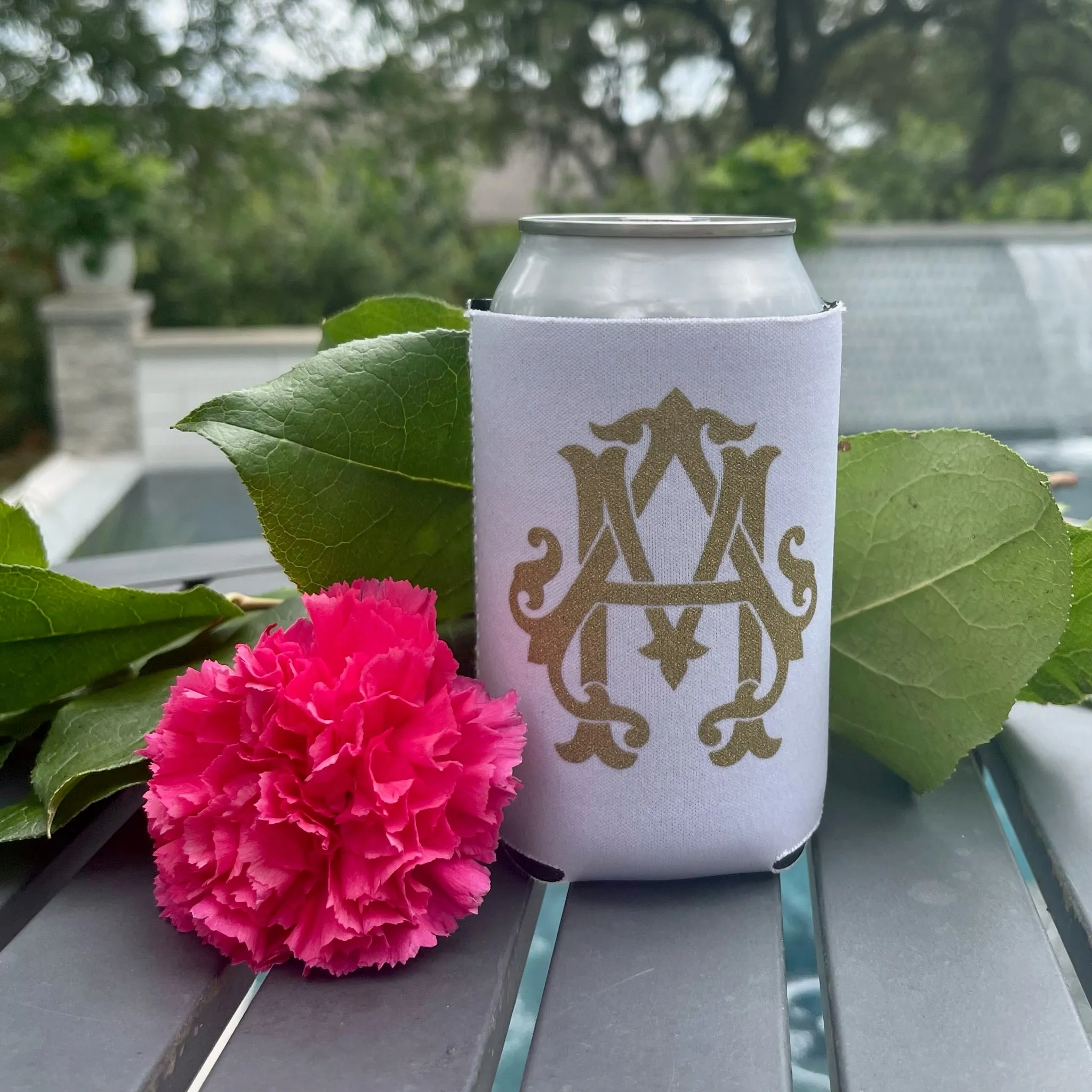 Monogrammed White Can Coolers