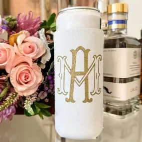 Monogrammed White Slim Neoprene Can Coolers