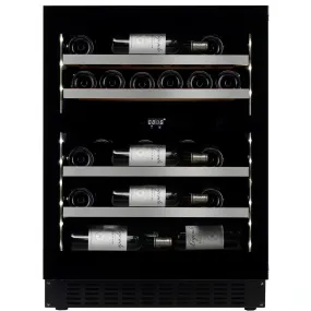 mQuvée - 600mm - Undercounter Wine Fridge - WineCave 700 60D Fullglass Black - Push/Pull - 700mm Door Height