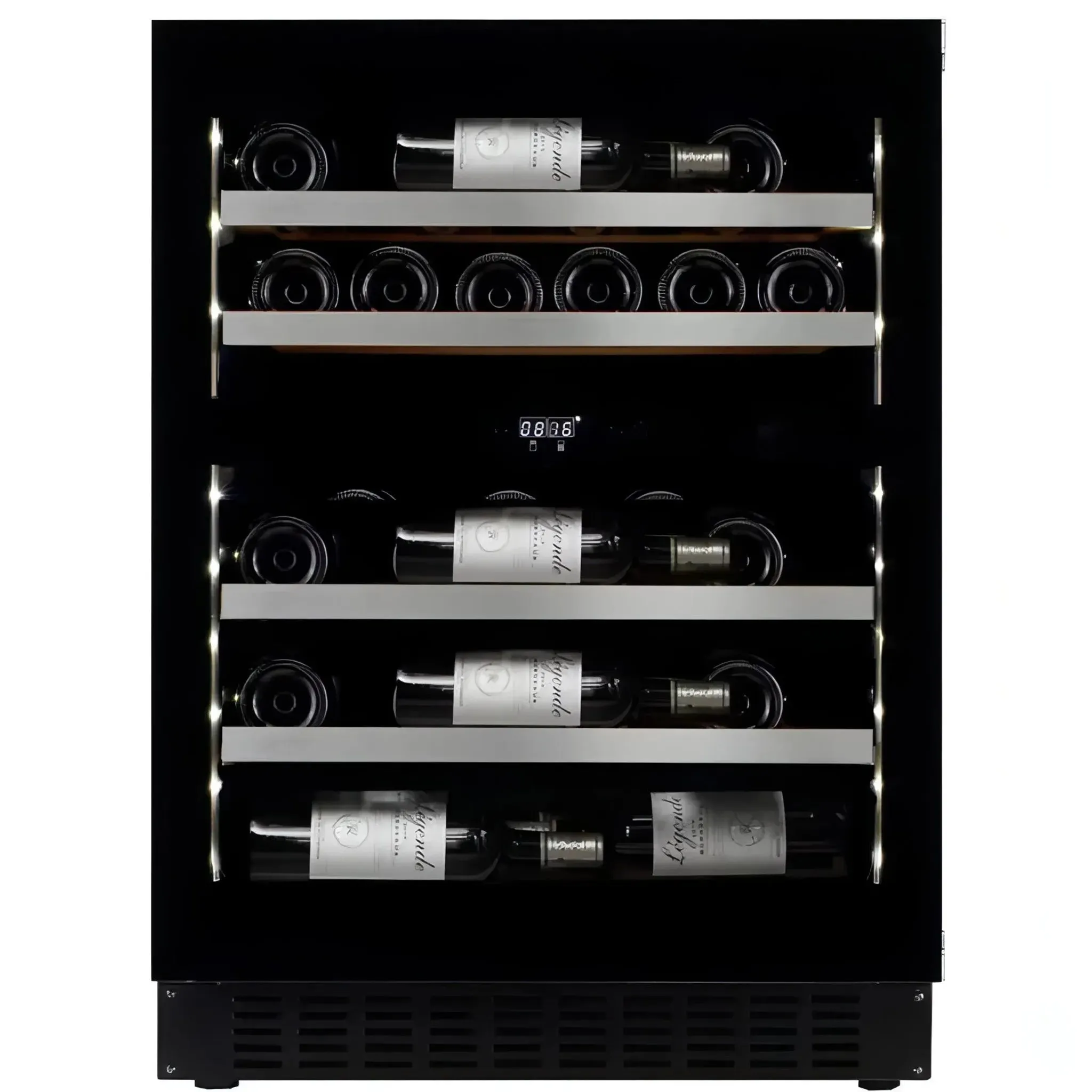 mQuvée - 600mm - Undercounter Wine Fridge - WineCave 700 60D Fullglass Black - Push/Pull - 700mm Door Height