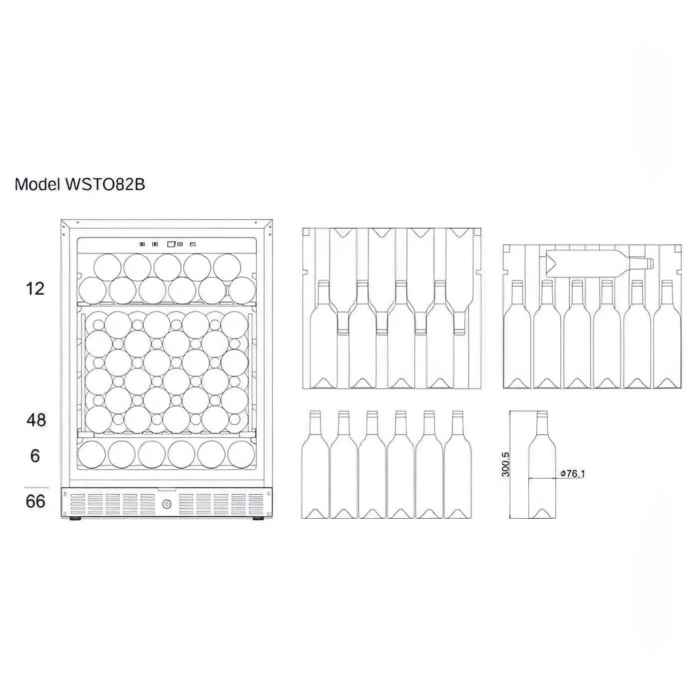 mQuvée - 600mm - WineStore 82 - 66 Bottles-  Anthracite Black