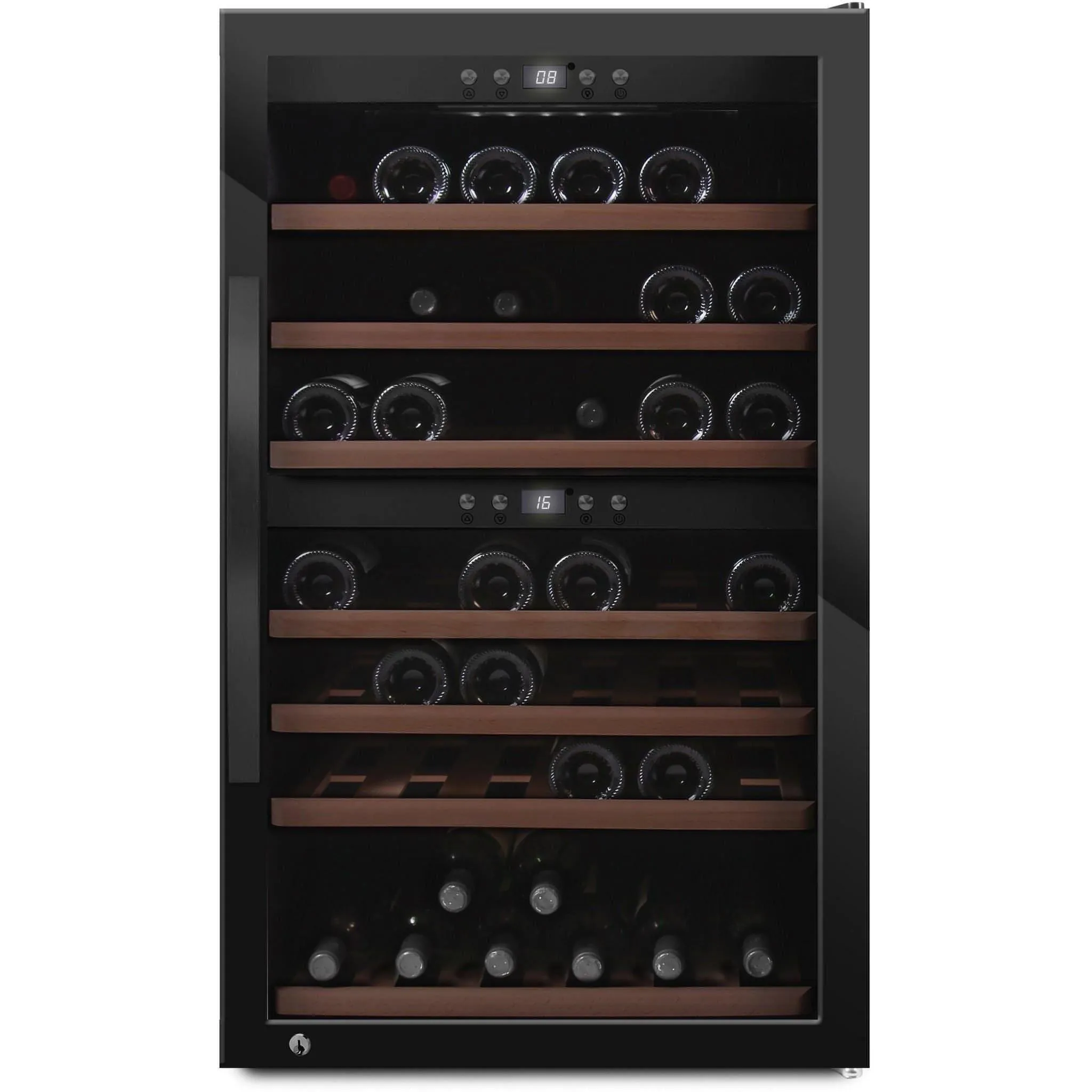 mQuvée - Wine Expert 66 Dual Zone - Freestanding Wine Cooler - Fullglass Black