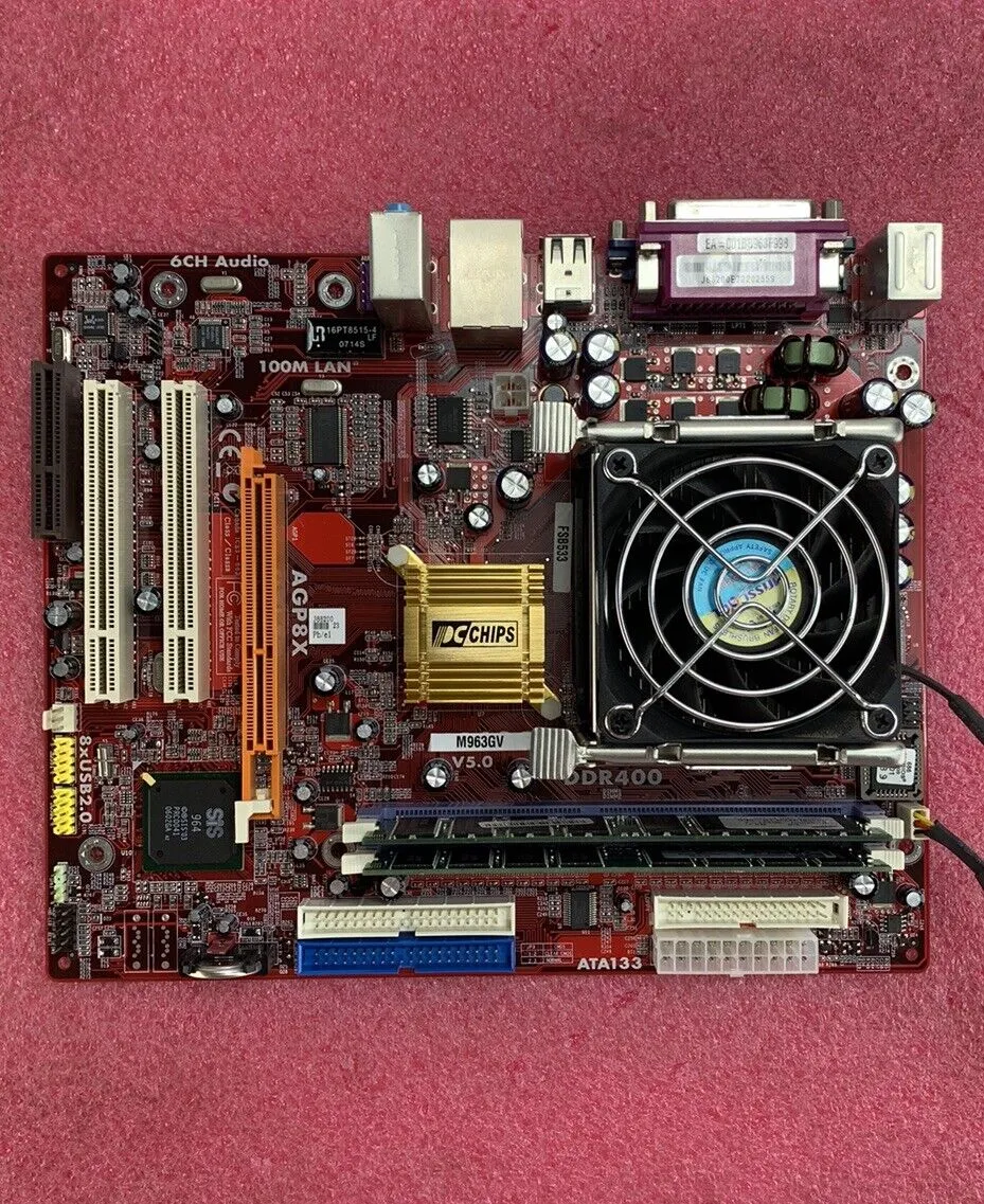 PC Chips M963GU Motherboard Intel Pentium 4 2.8GHz 736MB RAM No I/O Shield