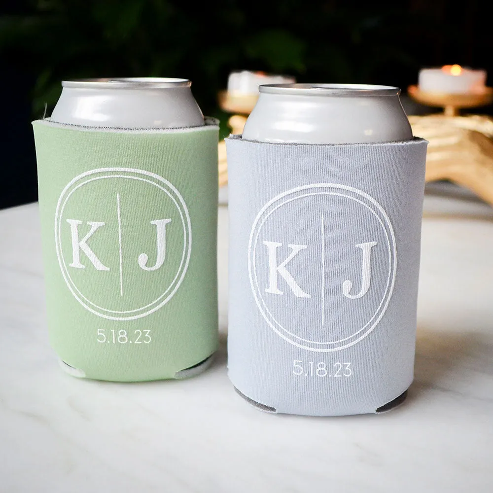 Personalized Circle Monogram Can Coolers