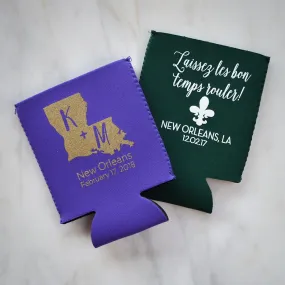 Personalized Mardi Gras Can Coolers