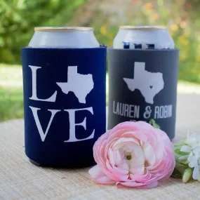 Personalized Texas Love Can Coolers