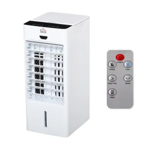 Portable Air Cooler Evaporative Cooler Humidifier with Ice Crystal Box Remote Controller 7.5 Hour Timer 3 Mode 3 Speed Swing and Ice Cooling Function for Bedroom Dorm Office White 9 Settings Fan