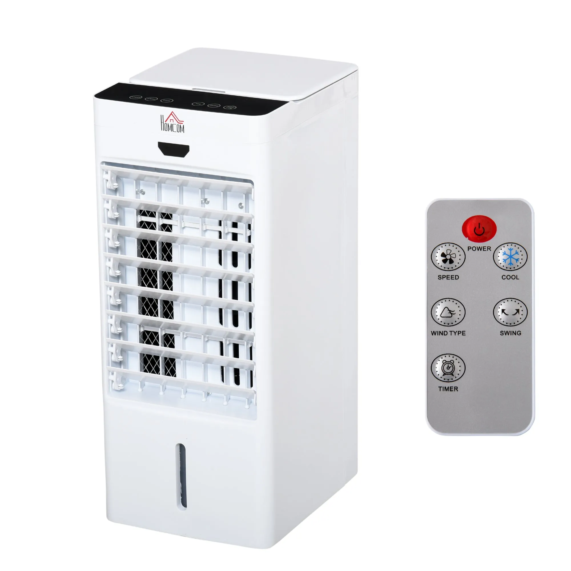 Portable Air Cooler Evaporative Cooler Humidifier with Ice Crystal Box Remote Controller 7.5 Hour Timer 3 Mode 3 Speed Swing and Ice Cooling Function for Bedroom Dorm Office White 9 Settings Fan