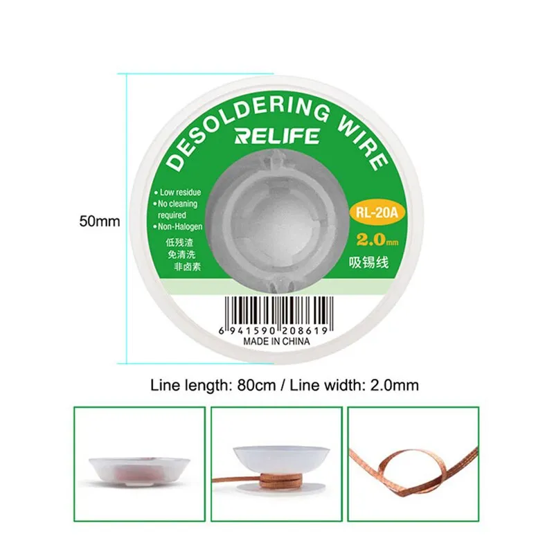 RELIFE RL-20A Soldering Tape Efficient Tin Removal Wire