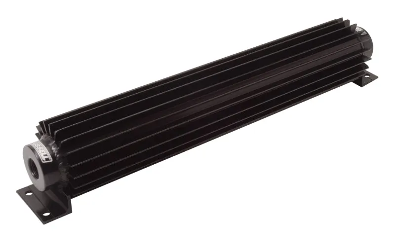 Russell Performance Products 17-1/2 x 2-1/4 x 3-1/8" Fluid Cooler Heat Sink 8 AN Female O-Ring Inlet/Outlet Aluminum - Black Powder Coat