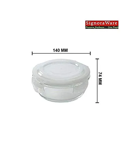 SignoraWare Executive High Microwave Safe Office Lunch Box Set with Bag | Borosilicate Glass | Safety Lock Airtight Tiffin Containers (Set of 3 – 400ml 400ml  400ml | Transparent)