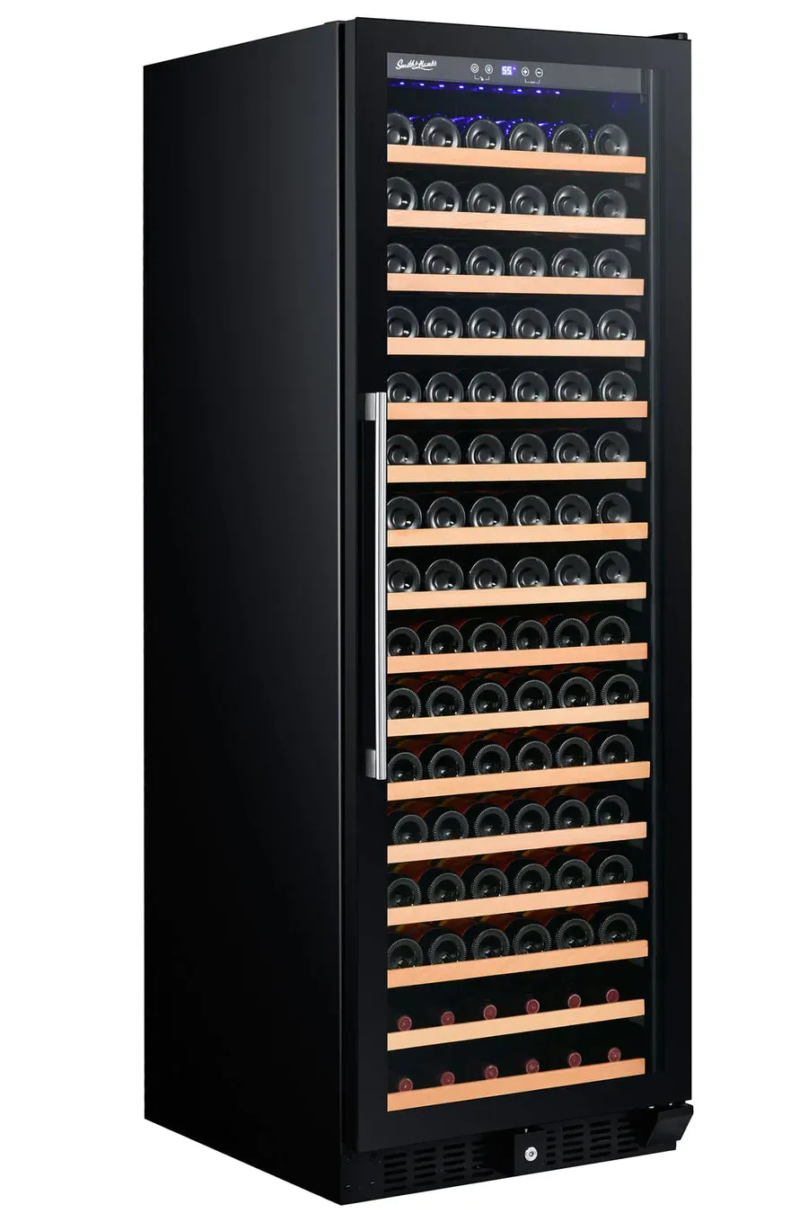 Smith & Hanks 166 Bottle Single Zone Wine Cooler, Smoked Black Glass Door