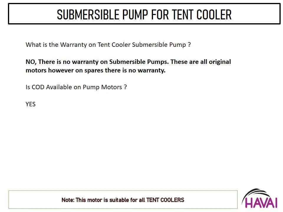 Submersible Pump - For Tent Cooler - Copper Winding