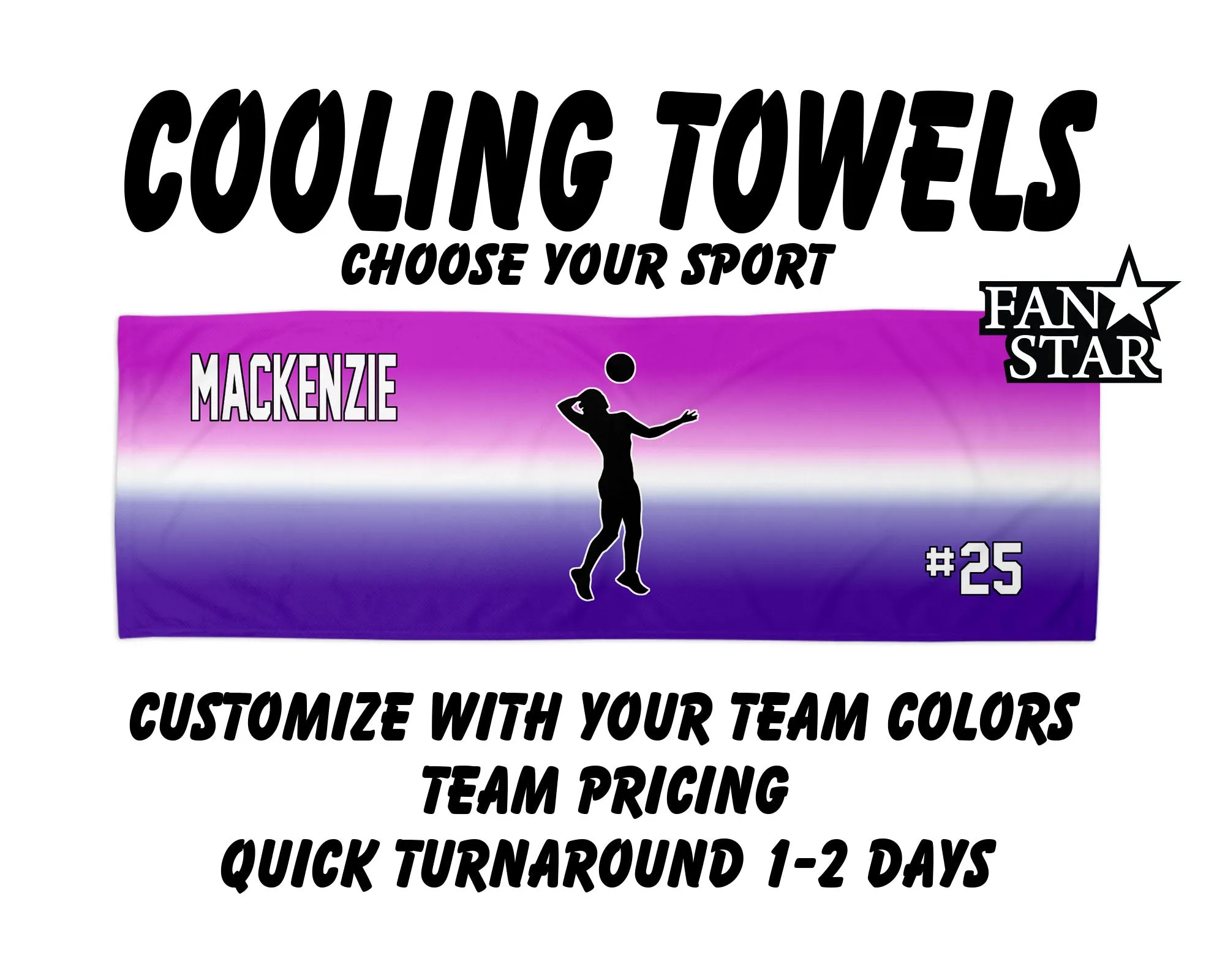 Volleyball Cooling Towel with Ombre Background