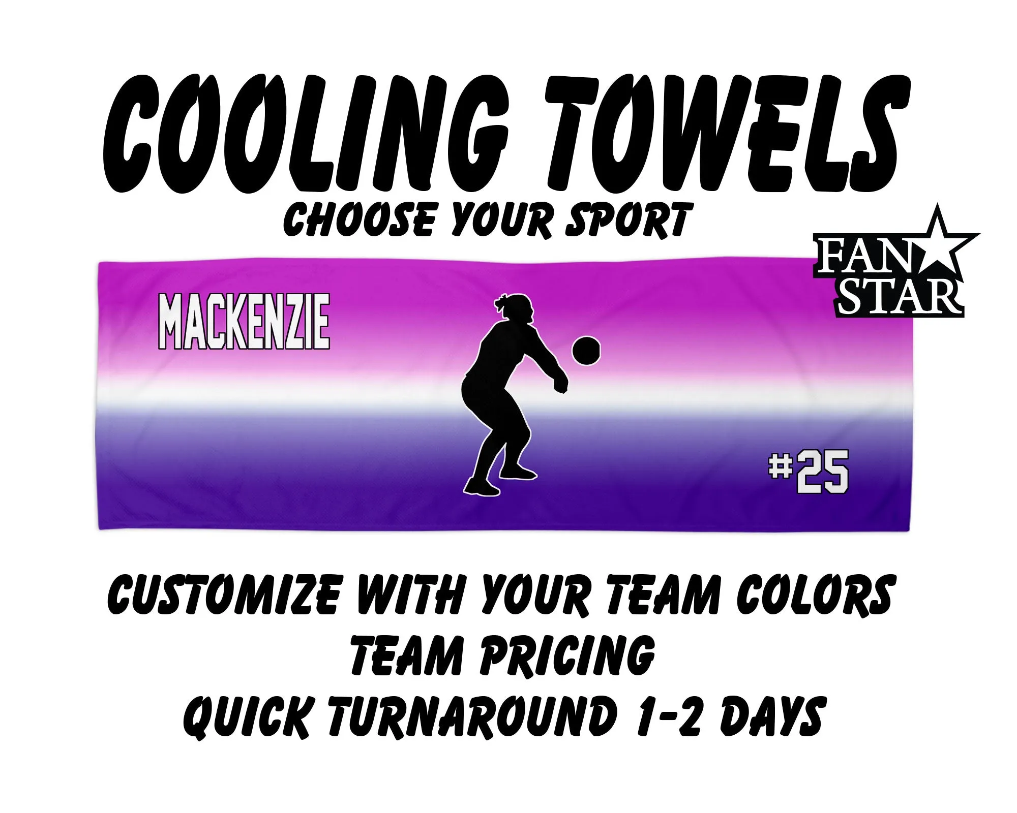 Volleyball Cooling Towel with Ombre Background