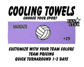 Volleyball Cooling Towel with Solid Color Background
