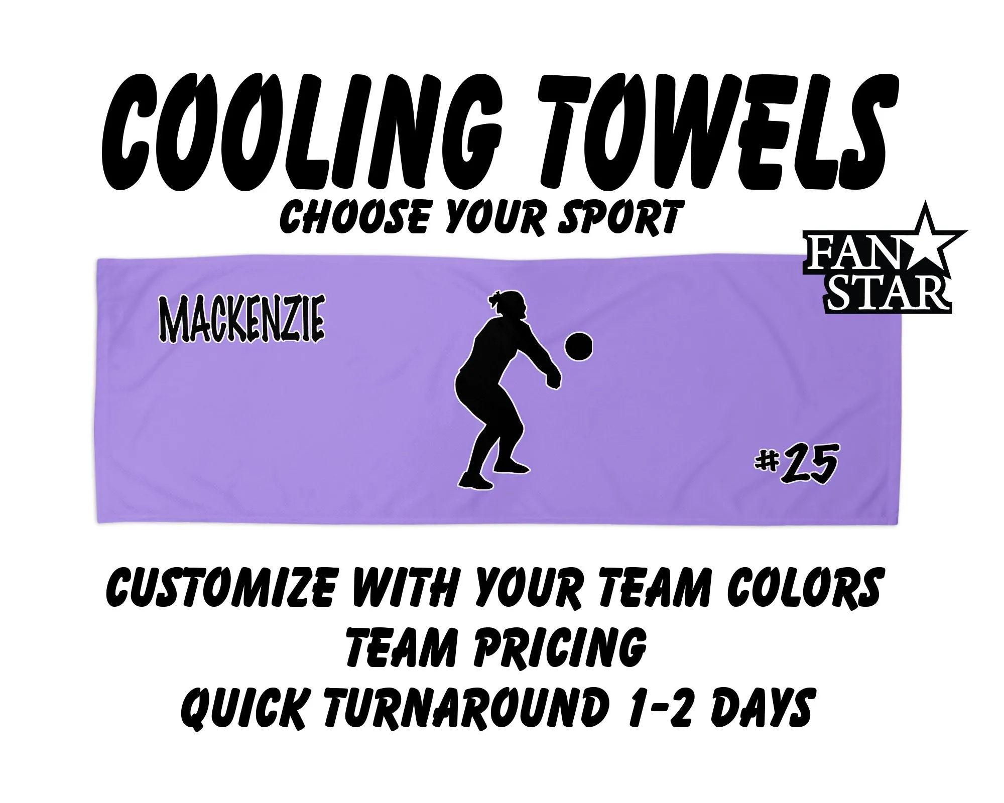 Volleyball Cooling Towel with Solid Color Background