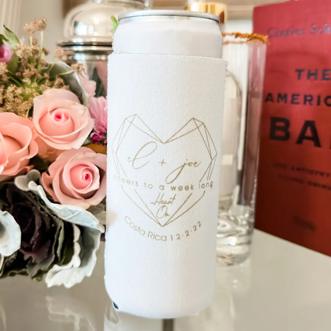 White Skinny Neoprene Can Coolers