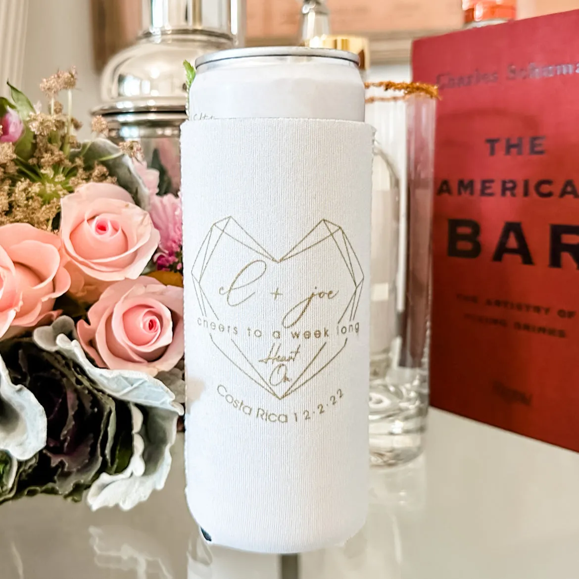 White Skinny Neoprene Can Coolers
