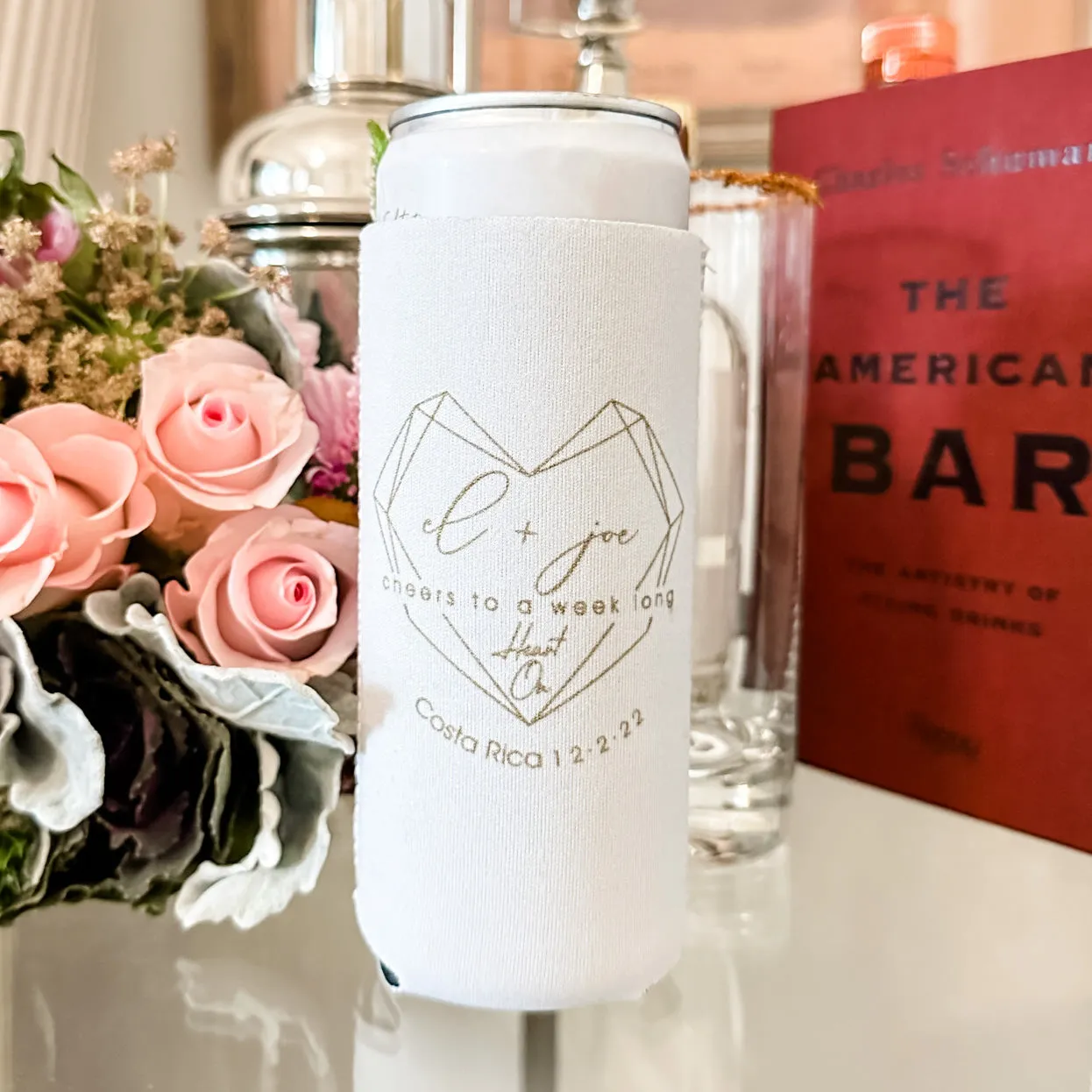 White Skinny Neoprene Can Coolers