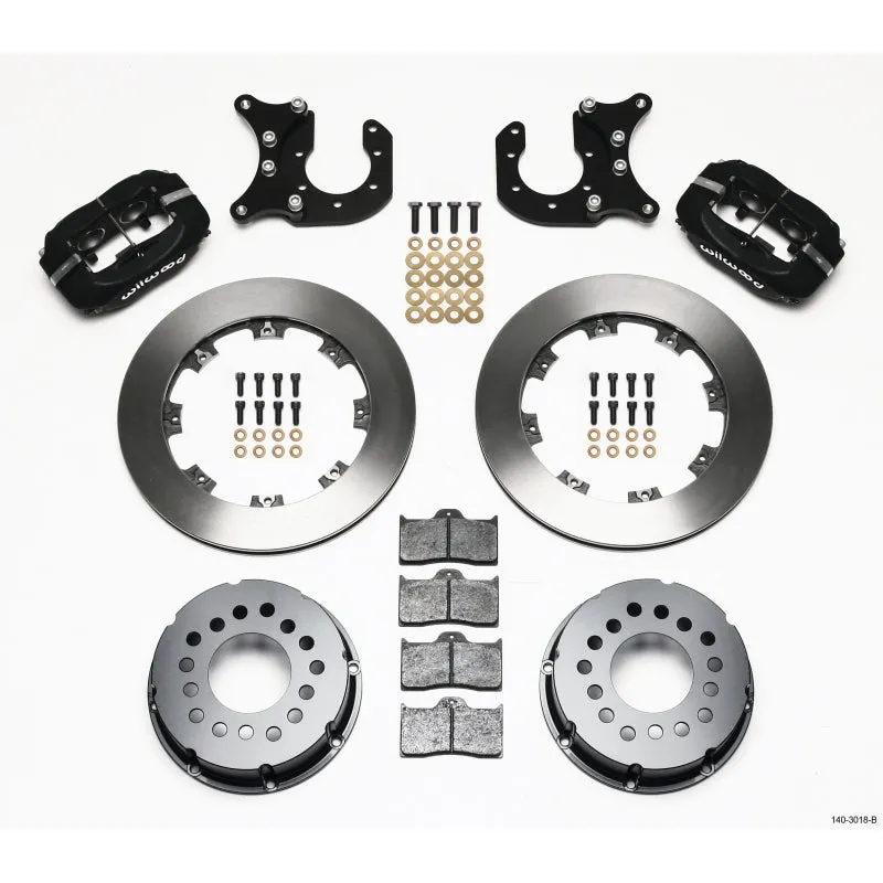 Wilwood Dynalite Pro Series Rear Brake Kit - Black - Plain Face Rotor - 8.8 Ford